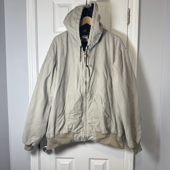 Vintage Carhartt Jacket Hooded Tan J279 DES Men's 2XL Quilt Lined No Patch